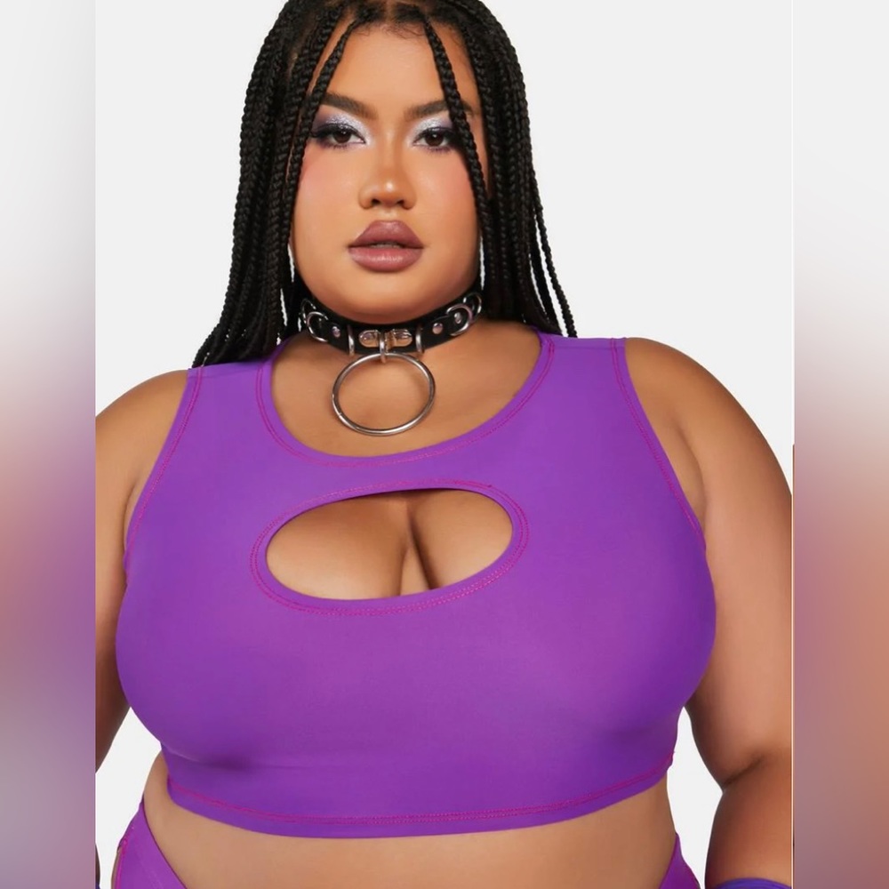 Dolls Kill Purple Neon Dimensions Cut-Out Top Size 1X